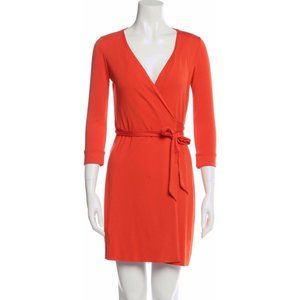 Diane von Furstenberg Orange Wrap Dress Size 6